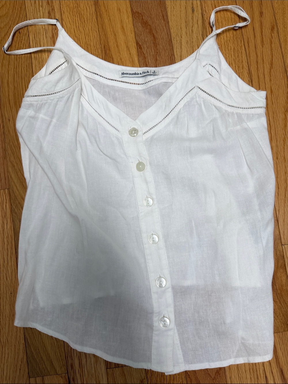 Abercrombie & Fitch White Linen Button-Front Cami Small
